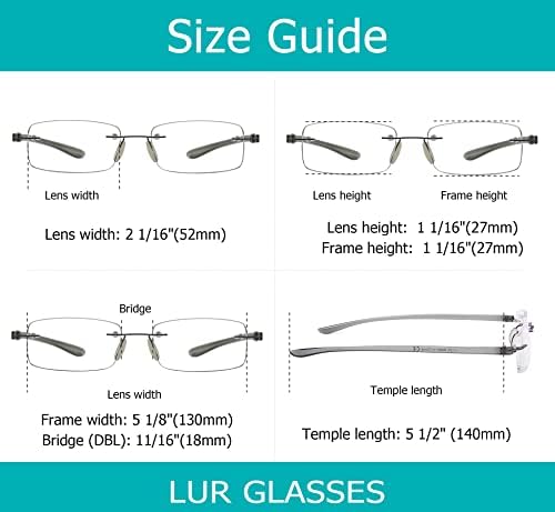 LUR 7 опаковки очила за четене без рамки + 4 опаковки класически очила за четене (общо 11 двойки ридеров + 3,00)