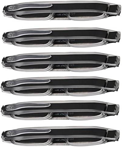 Lnx 6 опаковки въртящи се сгъваеми очила за четене на 360 °, Леки мини-очила за мъже и жени, Компактни, тънки ридеры (Цвят: черен размер: 3.0 X)