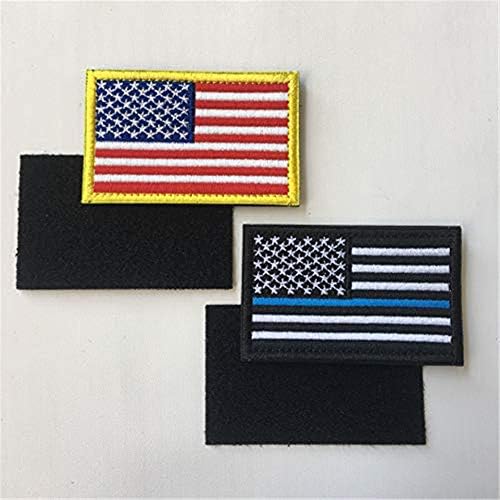 Комплект от 12 теми, нашивка с флага на САЩ, тънка синя линия, тактически американски флаг, Военни ленти на САЩ, Комплект