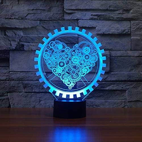 Декоративни Лампи Zhenku Gear Сърце Shape 3D Цветна Светодиодна Настолна Лампа Vision Light, версия с USB и Батерия