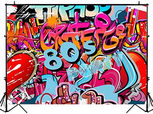 HUAYI Графити Музика от 90-те Тематични Украси за Партита Фон Обратно в 90-те Фонове за Партита и Хип-Хоп Банер на рожден Ден Подпори за Фотобудки 7x5ft SM-104