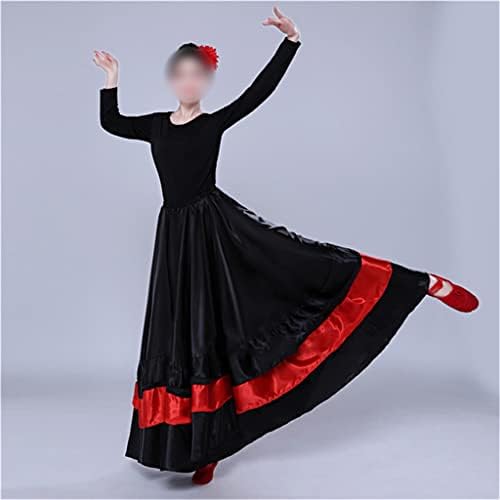 Женски Танцов костюм за фламенко, Испанска Класическа пола за традиционния цигански танц, пола-люлка, костюми за корема (Цвят: цвят на снимки, Размер: Един размер)