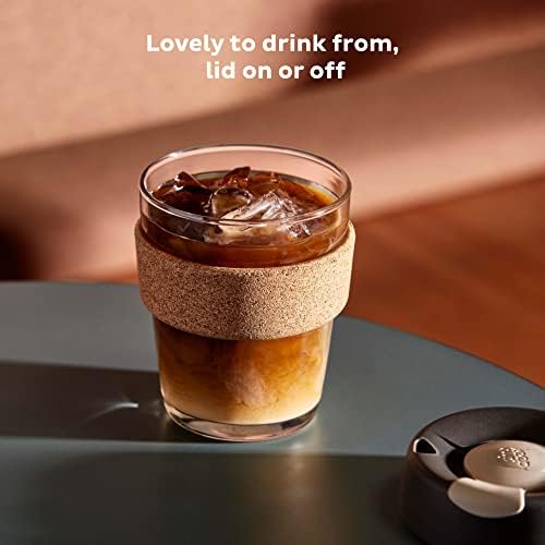 KeepCup Множество Кафеена чаша от Закалено Стъкло | Пътна Чаша с Непроливающейся Капак, Corkboard лента за Варене, Лека, Не съдържа BPA | Средно | 12 грама | Deep