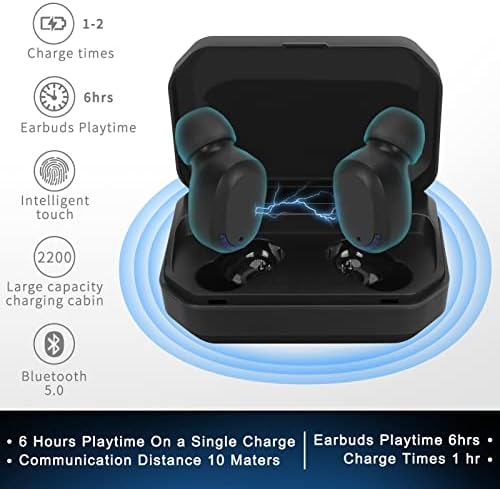 Безжични слушалки Homelove Bluetooth слушалки, Леки Слушалки с вграден микрофон, Водоустойчиви слушалки IPX5 с led дисплей, зарядно устройство и притурки, черен