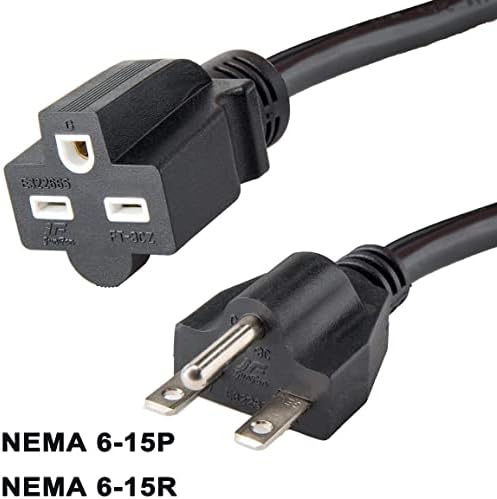 20-крак Удължител NEMA 6-15 P/6-15 R на климатика 220/240 v, захранващ Кабел за led лампи за отглеждане, Цифров Балластный захранващ кабел, кабел SJTW с 3 шипа 14 калибър, посочен в UL, Ph