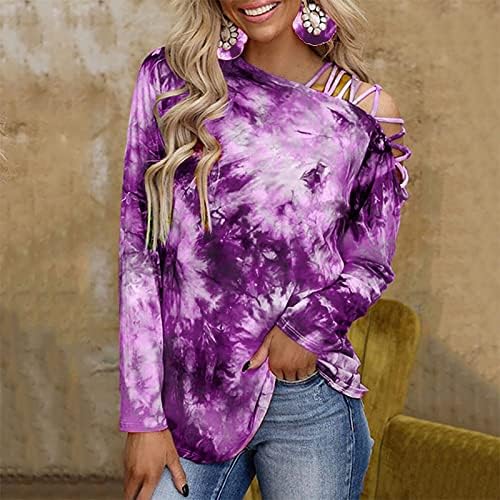 NOKMOPO с дълъг ръкав Блузи за жени, върхове с открити рамене, дамски есенни модни риза, туника с дълъг ръкав и принтом под формата на тай-боя