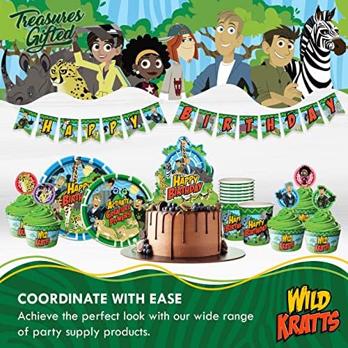 Подаръци от Treasures за парти в чест на рождения Ден на Wild Kratts - Опаковка от 2 броя - Голяма правоъгълна покривка Wild Kratts, 54 x 108 инча - Празнични украси Wild Kratts за масата Покр?