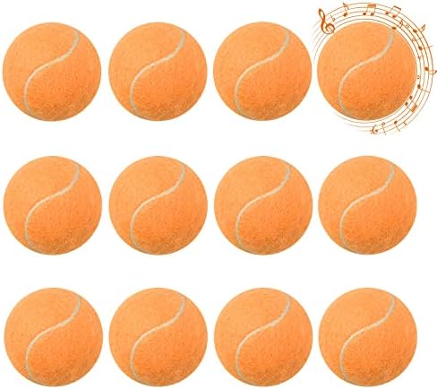 PULEEBO Писклив Тенис Топки за кучета в опаковка 12 броя - 2,5 Оранжева Топка за Тенис за Кучета Играчки Интерактивни Кучета Писклив Топки Играчка за Малки, Средни и Голем