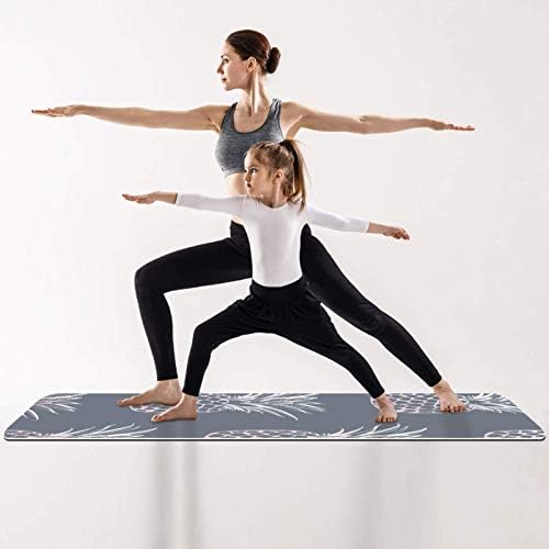 Дебел нескользящий постелката за йога и фитнес Unicey 1/4 с Плодов Сив принтом за практикуване на Йога, Пилатес и фитнес на пода (61x183 см)
