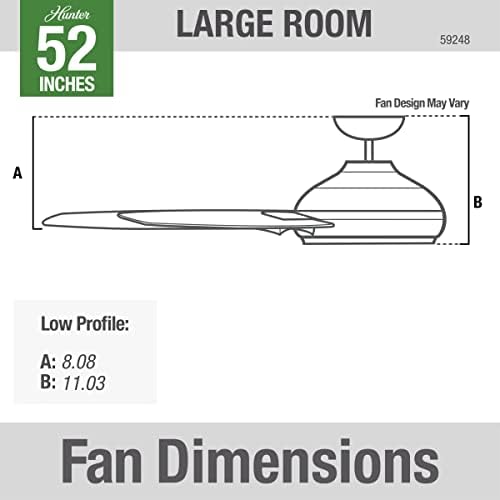 Хънтър Фен Company 59248 вентилатор на Тавана Dempsey за помещения с нисък профил с дистанционно управление, 52 , Прясна Бяла повърхност