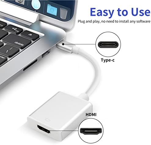YACSEJAO USB Адаптер C за HDMI 4K Алуминиев кабел адаптер за USB Type C (Thunderbolt 3) към HDMI Поддържа проекция на