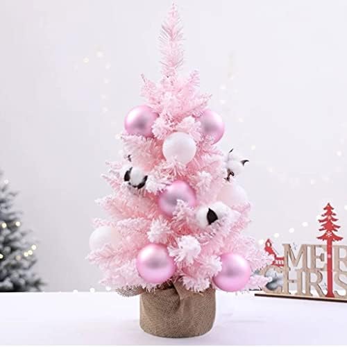 Коледна Предварително Осветени Изкуствена Мини-Коледна Елха INDYAH, Малка Коледна Елха, Изкуствена Настолна Коледно Дърво с Украса във вид на Коледни Топки, Дървета