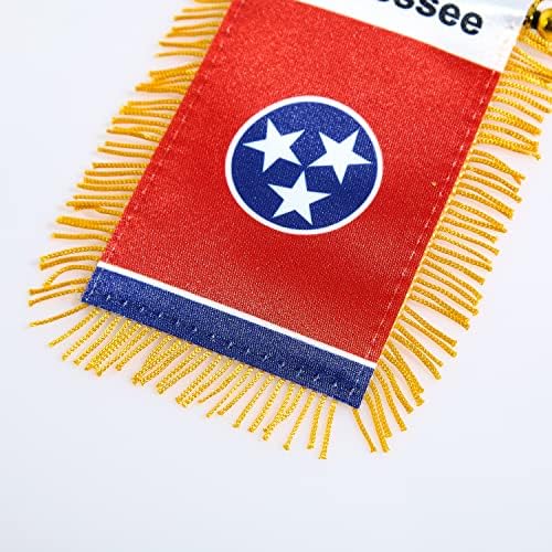 CANTENDO 2 Опаковки на Американското знаме на прозореца Тенеси, Мини-Кола флаг на щата Тенеси с Пискюл на присоске за