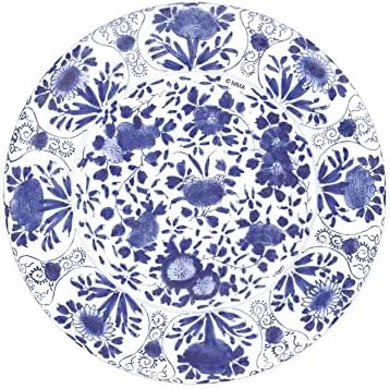 Кът чинии от хартия Caspari Delft син цвят, по 8 броя в опаковка