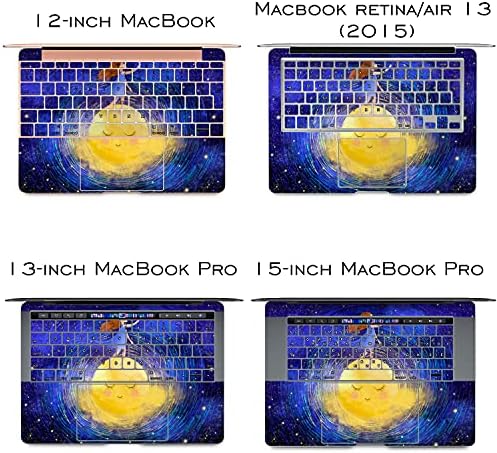 Vinyl обвивка Lex Altern е Съвместима с MacBook Air 13 инча Mac Pro 16 Retina 15 12 2019 2020 2018 Мила Луна в Нощното Небе Графичен Син Жълт Фентъзи Тъчпад Капак на Лаптопа Стикер на Клавиатурат?