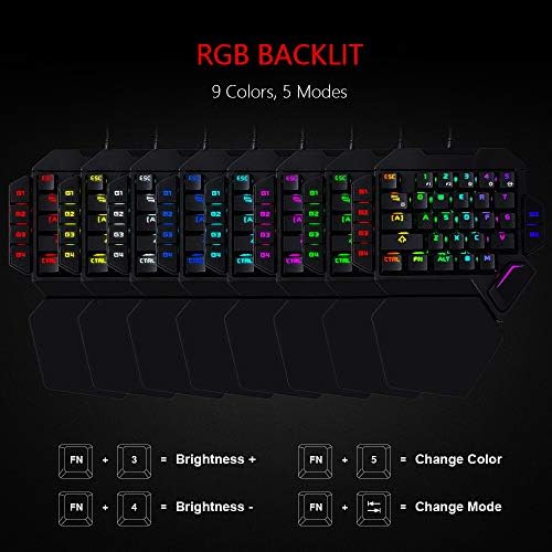 Комбинирана Одноручная RGB клавиатура и мишка RedThunder, Механична Клавиатура със син ключ, Програмируеми мишка с разделителна