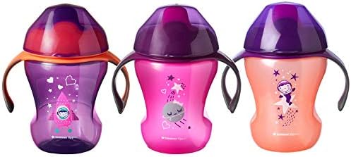 Поильник Tommee Tippee за бебета с подвижни дръжки | Непроливающийся, без BPA – 7 + месеца (8 унция, 3 отделение)