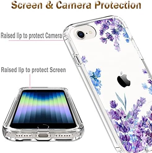 Калъф YiYiYaYa за iPhone SE 2022, Калъф за iPhone SE 2020 с вградена защита на екрана, Прозрачен Цветен Модел за момичетата