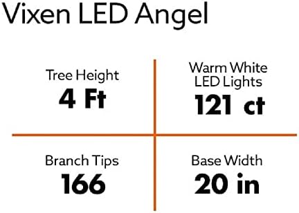 Изкуствена Коледна елха Vixen Light Angel, Предварително Осветени и led (височина 4 фута), Коледна украса