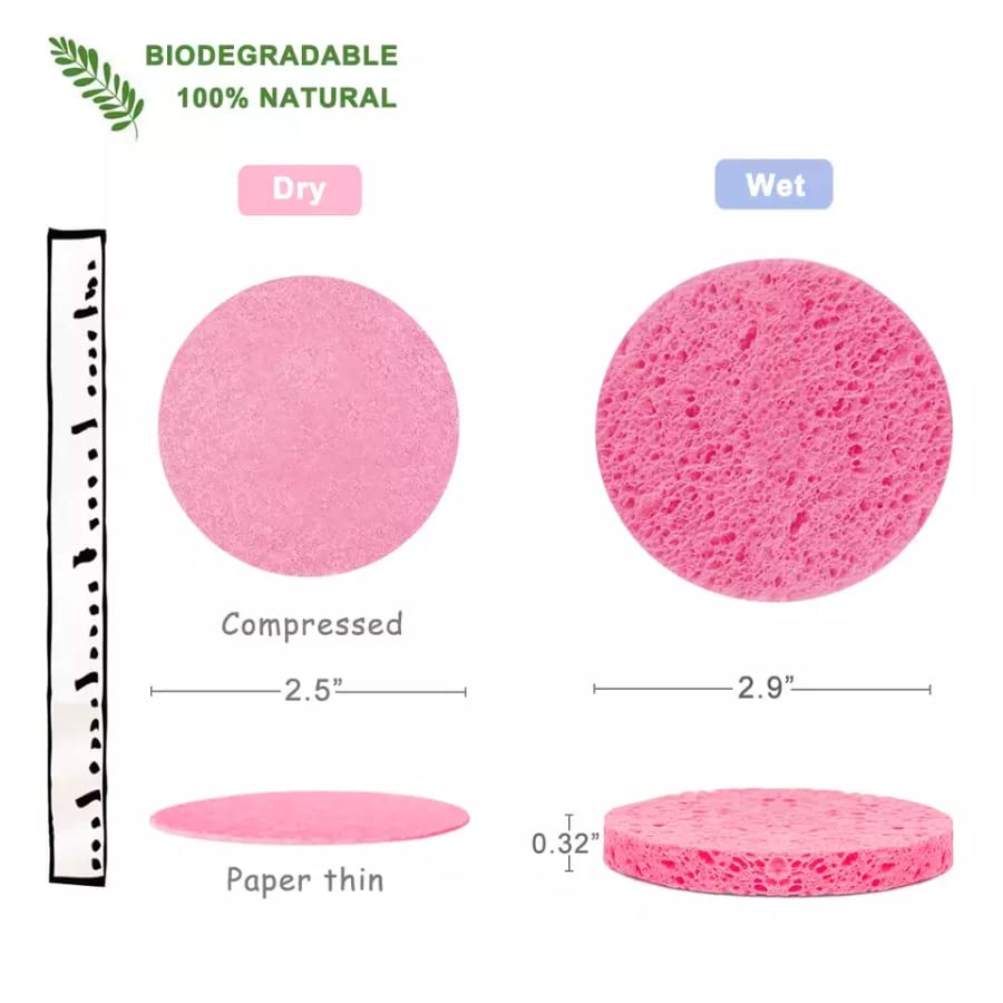 Спонжи за почистване на лицето от пресована маса за грим - Розово-бели - Са идеални за отстраняване на грим, ексфолиация и дълбоко почистване