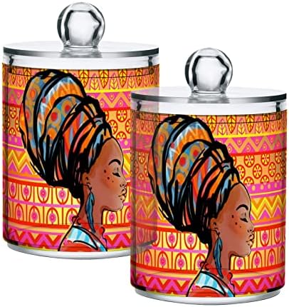innewgogo African Woman 2 Опаковки, Държач за памучни тампони, Органайзер, Диспенсер, Пластмасови, Стъклени Контейнери