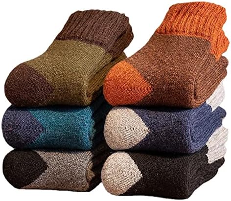 Чорапи за Зимни Чорапи С цветни Шевове Тенденция за Мъже на Супер Дебели Обикновена Топли Чорапи С Линия, Вълнени Чорапи, Чорапи за Студен Сняг, Голям Размер