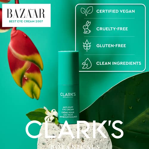 Крем за очи Clark's Растителни срещу отоци: Намалява подпухналостта под очите и мигновено стяга кожата на лицето, благодарение на хиалуроновата киселина, витамините С