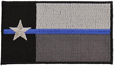 Нашивка с флага на щата Тексас в формата на тънка синя линия - 3,5 х 2 инча. Бродирана Ютия на Заплатке