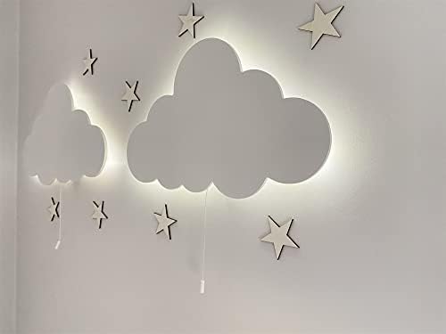 Съвременно Стенни Аплици AUI, монтиран на стената Светлина, Облачно, Лампа, Декор За Детска Спални, Дървен Led Лампа, Детски лека нощ