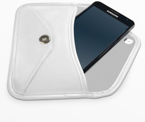 Калъф BoxWave за Huawei P30 (Case by BoxWave) - Луксозен Кожен калъф-месинджър, Дизайн своята практика-плик от изкуствена кожа за Huawei P30 - цвят Слонова кост, Бял