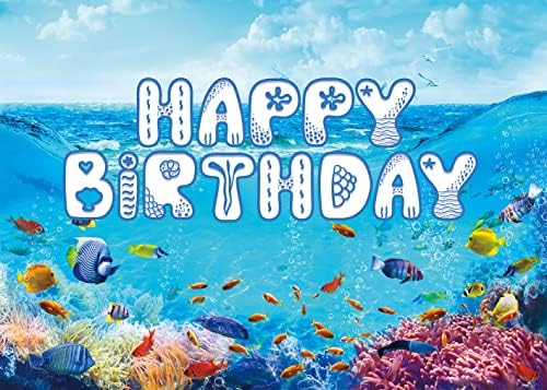 7x5ft Лято Под вода Фон За рождения Ден на Синьото Океан Небето Пъстри Корали и Тропически Риби Фон За Момчета И Момичета