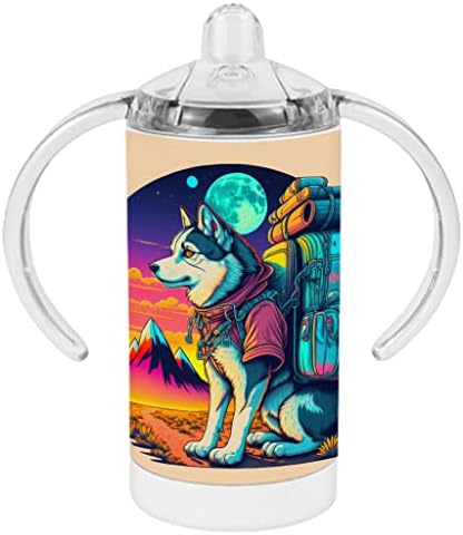 Тема чаша за пиене в лагера - Siberian Husky Baby Sippy Cup - Графична чаша за пиене