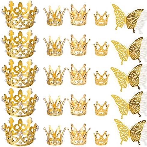 Ayfjovs 20 БР, 5 Стилове, Златна Корона, Topper за Торта, Мини Crown, Малка Корона с 5 БР., Стенен Декор под формата