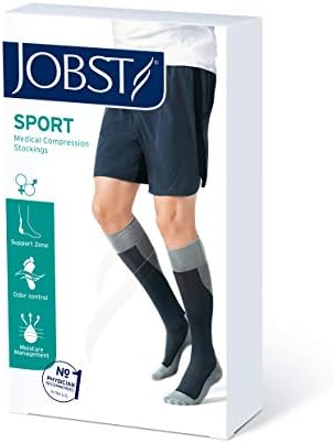 BSN Medical 7529001 РАБОТЕН чорап, Височина до коляното, 20-30 мм hg. супена, Със затворени пръсти, Среден, Бял / Сив