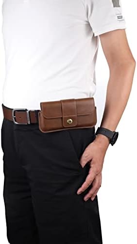 Чанта за мобилен телефон, калъф за телефон, съвместим с iPhone 12 Pro Max, с кожени клип за колан за Samsung Galaxy Note