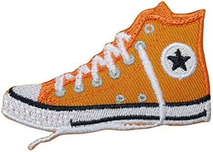 Парусиновая обувки с нашивкой маратонки Octory, Бродирана Нашивка Saw On/Апликация на Iron On за дънки, Шапки, Чанти (Оранжев)