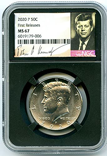 2020 P Kennedy Half Dollar РЕТРО ЧЕРНО ПРИТЕЖАТЕЛЯ на ЯДРОТО за ПЪРВИ път ПУСКА на Half Dollar MS67 NGC