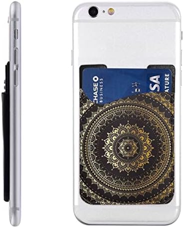 Държач за карти мобилен телефон Мандала, Кожена вложка за портфейла, мобилния телефон, Еластичен държач за карти на гърба на притежателя на кредитната карта, мобил?