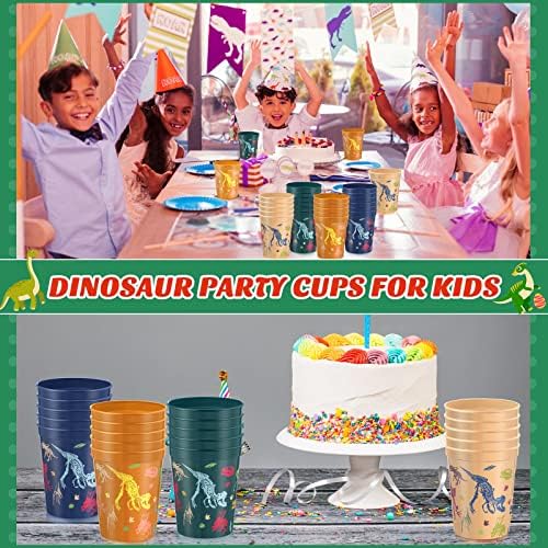 Nuanchu 24 Опаковки, Пластмасови Чаши за парти с Динозавром, Аксесоари За Парти в чест на рождения Ден на Динозавъра,