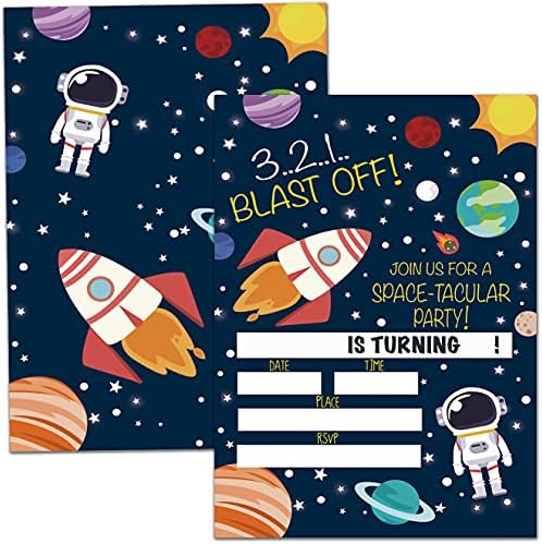 Покани Картички На Космическата парти, Покани За Рожден Ден на Ракета-космонавта, Празнуване на детски партита, 20 Картички