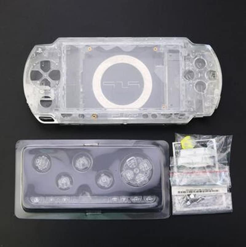 Tekmihat Калъф във формата на миди с пълен корпус и набор от бутони за смяна на Sony PSP 1000 серия 1001 (прозрачен)
