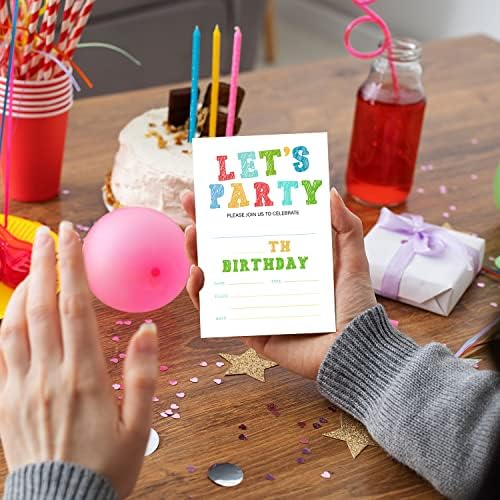 Покани, Картички за рожден Ден Let ' s Party, Просто колоритен покана за парти по случай рожден Ден, Прости Празнични аксесоари за момичета и момчета, 20 Картички с конверт