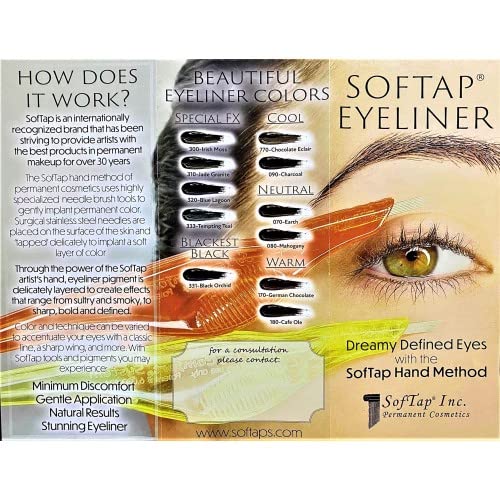 Брошура за перманентному макияжу с информация за PMU за очна линия на очите, веждите, устните, Ареолата, Ръчен метод, Последващите грижи SoftAP (ръчен метод (испански))