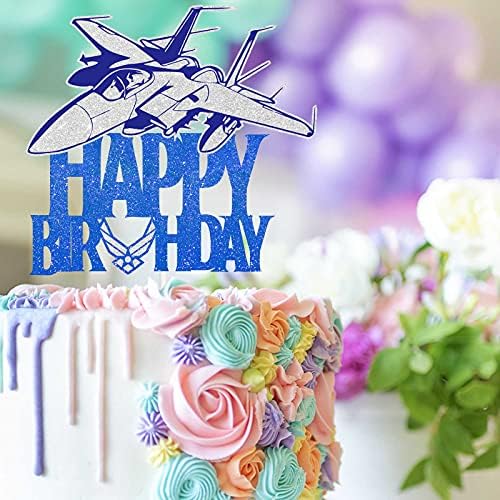Topper за торта Самолет с честит рожден ден за момчета-пилоти, мъжки парти по случай рожден ден, стръмни самолета, темата за пенсиониране, за да проверите за партита, де