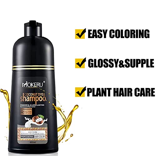 Шампоан за Боядисване на коса, Естествена Боя за коса със покритие Седины, 10-Минутен Билков Шампоан за Боядисване на Коса за мъже и Жени (Тъмно Кафяво)