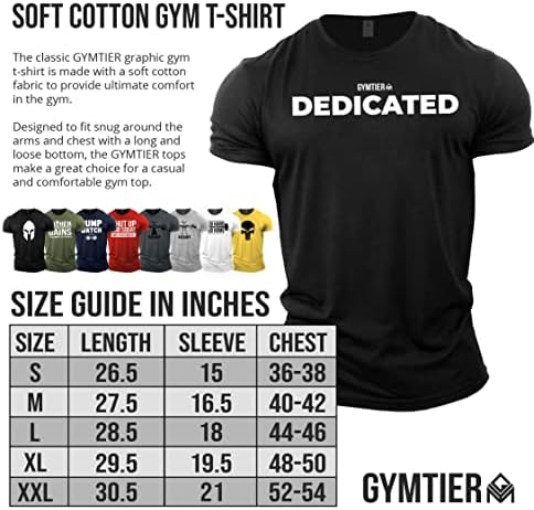 GYMTIER Dedicated - Тениска За бодибилдинг | Мъжка Тениска За фитнес зала, Облекло За тренировки