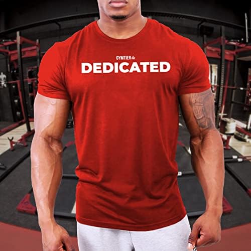 GYMTIER Dedicated - Тениска За бодибилдинг | Мъжка Тениска За фитнес зала, Облекло За тренировки