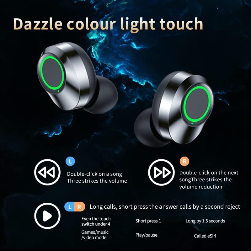 Слушалки Volt Plus TECH Wireless V5.3 LED Pro, съвместими с вашия LG G Pad III 8.0 IPX3 Bluetooth-защита от вода и пот/шумопотискане и четырехъядерным микрофон (черен)