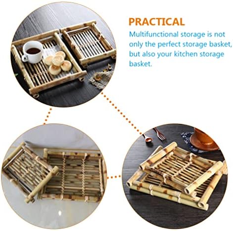 OUNONA Бамбуков Поднос за Чай Сервизов и комплекти саке в Китайски Японски Стил Бамбук Сервировочный Тава за една Чаена