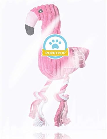 POPETPOP Малко Куче Играчка с Въже за Дъвчене - Плюшени Играчки с Въже, във формата на фламинго, Интерактивни Играчки